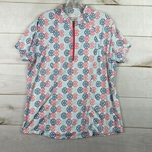 Bette & Court Top Womens XL Multicolor Golf Polo Shirt 1/4 Zip Pickleball